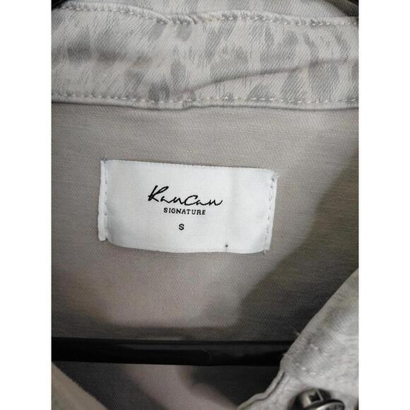 Kancan Jacket Womens Small Signature Leopard Gray Distressed Ripped Long Length - Picture 4 of 10